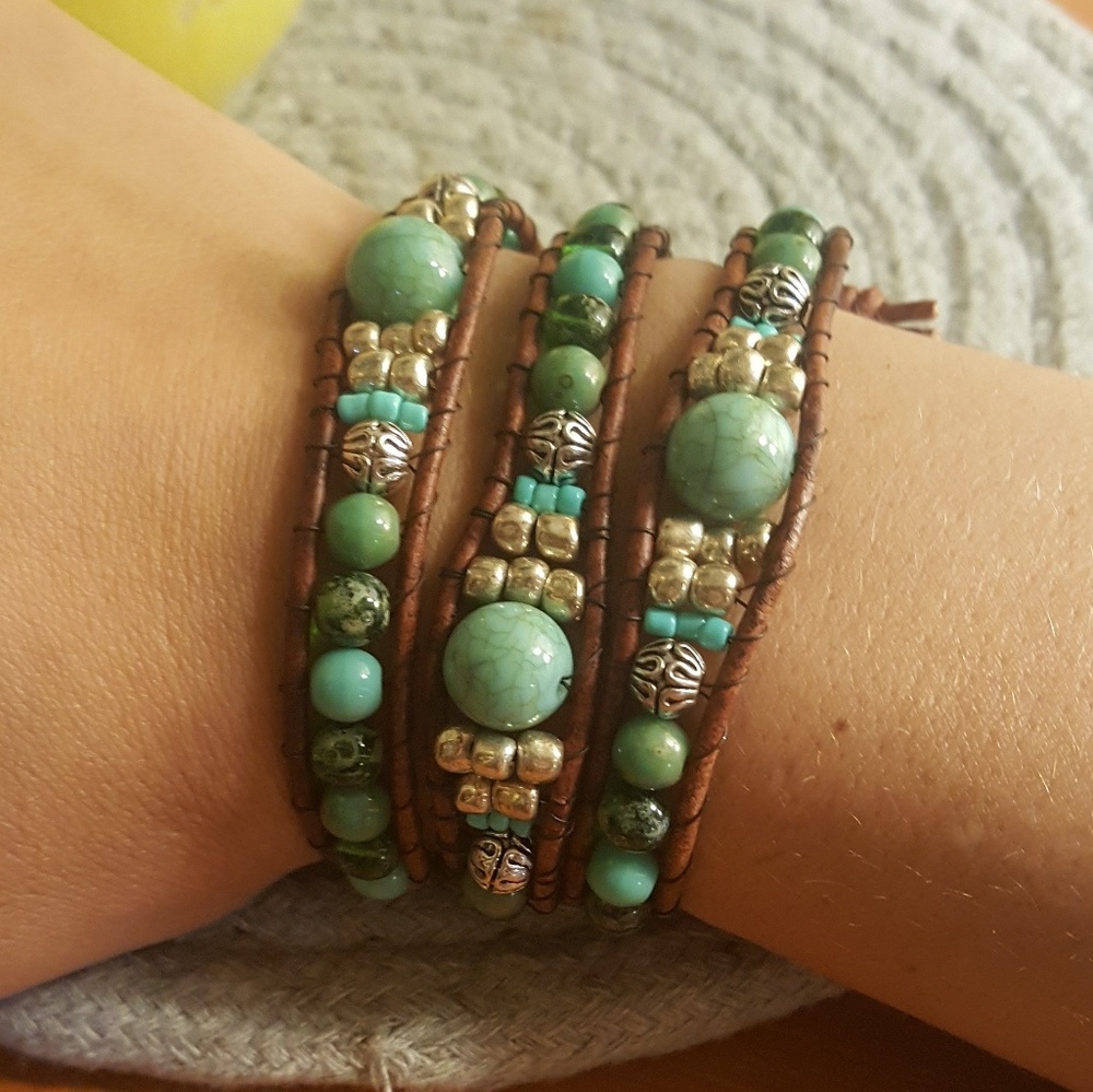 Beautiful handmade boho leather wrap bracelet